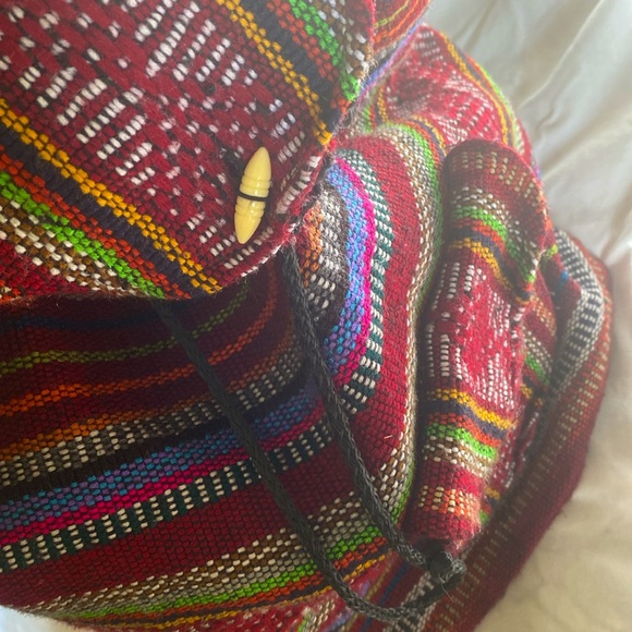 PINZON Woven Multicolored Aztec Tribal boho Hippie Bohemian Drawstring Clip Bag - Picture 5 of 10